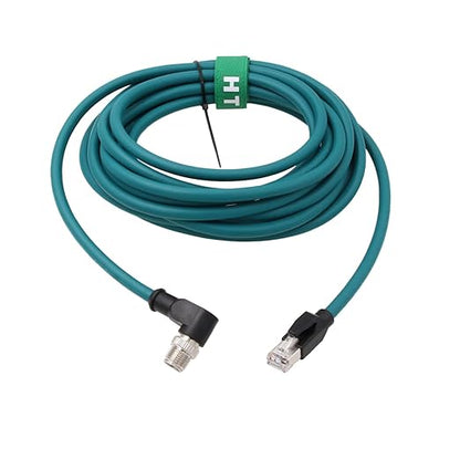 Camera Sensor M12 Ethernet 8 Pin X-Coded RJ45 Cable CAT7e for Cognex Basler Baumer Keyence Industrial Automation Control PLC, Right Angle High Speed 30M