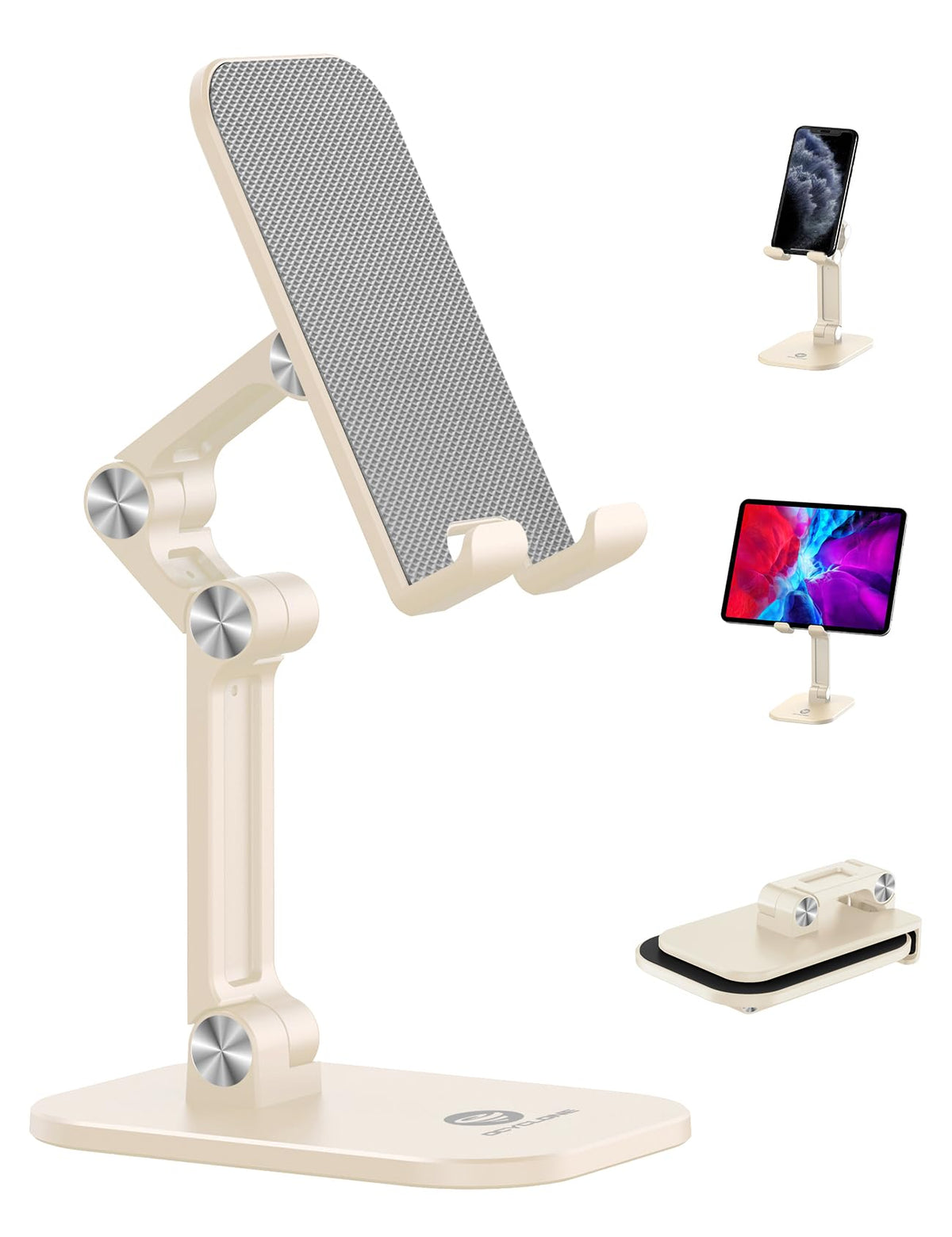 OCYCLONE Phone Stand for Desk, Foldable Cell Phone Stand Holder, Beige