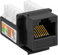 Cmple - RJ45 Keystone Jack 90 Degree Cat5e Keystone Jack Insert Punch Down RJ45 Connectors Female for Wall Plates, Patch Panels, Patch Cables, Ethernet Cables - Black