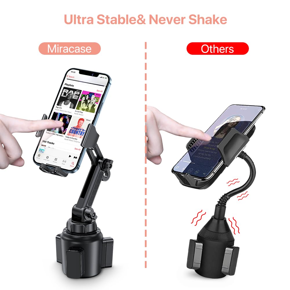 miracase Universal Cup Phone Holder for Car, [Upgraded Version] Adjustable Long Neck Car Cup Holder Phone Mount Cradle Friendly Compatible with iPhone Samsung Google and All Smartphones, Pink