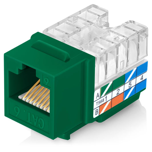 Everest 90 Degree RJ45 Cat6 Keystone Jacks Slim Profile 20-Pack Green