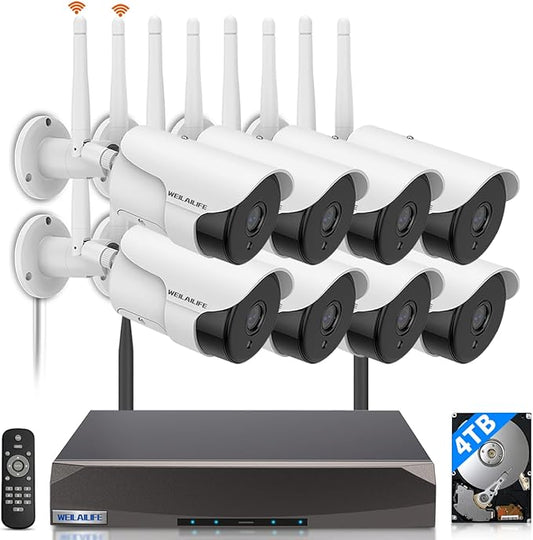WEILAILIFE 【130° Wide-Angle & 2-Way Audio】 Outdoor Wireless Security Camera System, WiFi Video Surveillance, Home Security Cameras