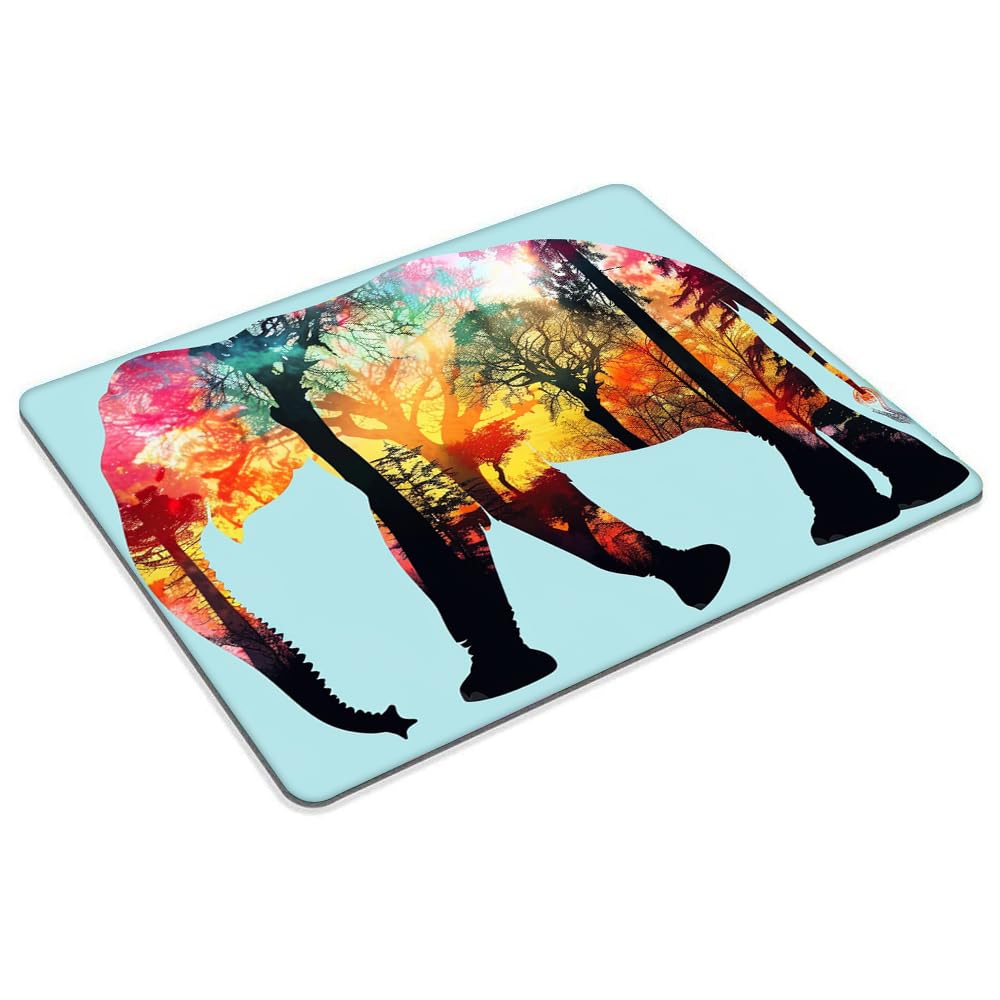 Square Mouse Pad Colorful Forest Elephant-1,Gaming Mouse Pads for Desk,Soft Computer Waterproof Non-Slip Mouse Mat