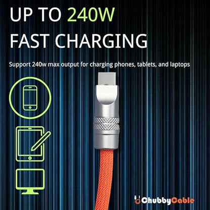chubbycable Colorblock Chubby - Spring Braided Silicone Charge Cable Coiled USB C Cable Fast Charging Type C Charger Cord for Car, Yellow+Black, USB-A to Type-C, 2.29FT-3.6FT