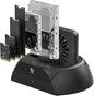 Hard Drive Docking Station, Pcie NVMe Adapter with Cooling Fan Superior Cooling Efficiency, External Hard Drive Reader Compatible with M.2 NVMe/SATA SSD & 2.5" and 3.5" SATA HDD SSD