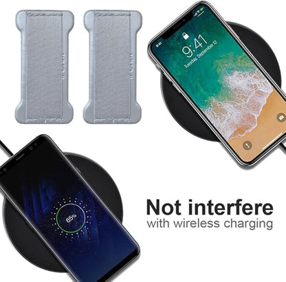 Universal Phone Grip for Smartphones& Mini Tablets - Phone Holder for Hand for Back of Phone - Wireless Charging Compatible (Silver) -2Pack