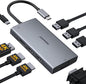 ABIWAZY USB C Docking Station Dual Monitor Adapter for Dell HP Laptop Docking Station 3 Monitors Quadruple Display USBC Hub Dongle to 4K HDMI,DP,VGA,3 USB2.0,100W PD, USB-C Dock for Lenovo,Surface