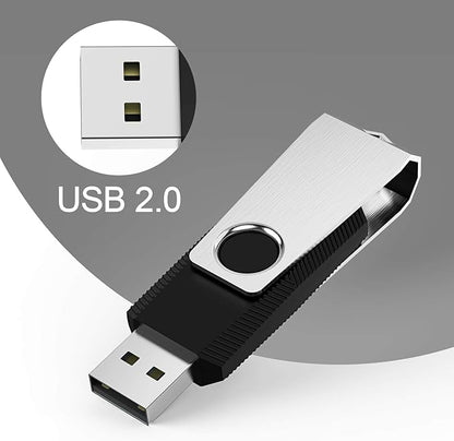 KEXIN 10 Pack 32GB USB Flash Drive Bulk Flash Drive Thumb Drive Memory Stick USB 2.0 Flash Drive Swivel Drive Black (32 GB, Black 10 Pack)
