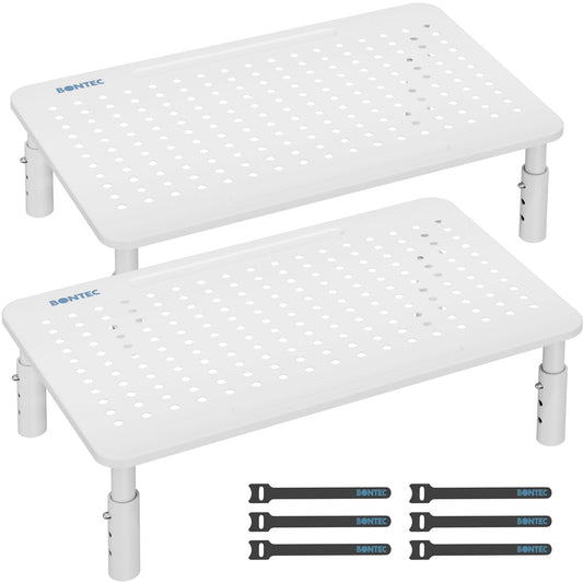 BONTEC 2 Pack Adjustable Monitor Stand Riser with Drawer, Supports 44lbs
