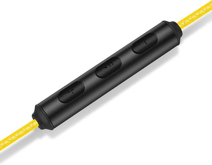 LUDOS Clamor Wired Earbuds in-Ear Headphones, 5 Years Warranty, Earphones with Microphone, Noise Isolating Ear Buds, Memory Foam for iPhone, Samsung, School Students, Kids, Women, Small Ears - Yellow