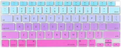 Allinside Silicone Keyboard Cover for New MacBook Air 13 inch A2179 Released in 2020 with Touch ID and Retina Display US Version, Ombre Blue Pink