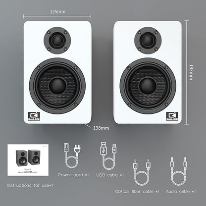 Harmony H2 60W Desktop Speakers with DSP, Bluetooth 5.3, 24-Bit Optical, USB-C, AUX, Silk-Dome Tweeter, Carbon-Fiber Woofer, for Computer, PC Monitor, Gaming (White)