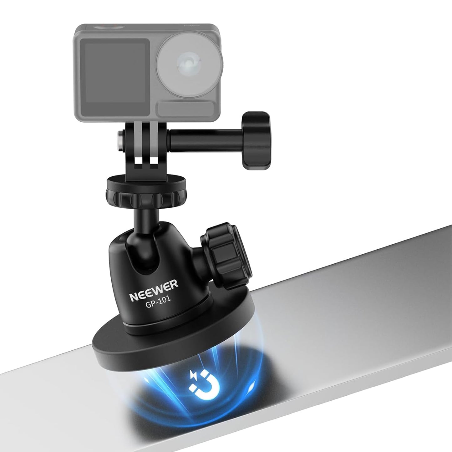 NEEWER Basics Magnetic Camera Mount for Action Camera Compatible with GoPro Insta360 DJI AKASO Accessories, Strong Magnet 360° Ball Head Mount for Car Video Recording Live Streaming, GP-101