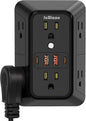 USB Wall Charger Power Strip Surge Protector with 4 USB Ports (2 USB C) Plug Extension Multiple Outlets Plug Extension Multi Outlet Plug in Adapter Spaced Outlets for Home Office Travel,White (Black)