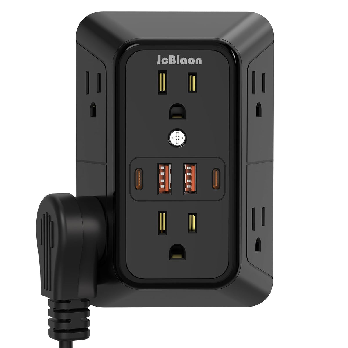 USB Wall Charger Outlet Extender Surge Protector with 4 USB Ports (2 USB C) Plug Extension Multiple Outlets Plug in Adapter Spaced Outlets for Home Office Travel,White ETL (White)-ETL