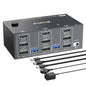 HDMI Displayport KVM Switch 3 Monitors 2 Computers 8K@60Hz 4K@144Hz,3 Monitor KVM Switch 2 Computers for 2 PC Share 3 Monitor and 4 USB3.0 Devices,Triple Monitor KVM Support Extended and Mirror Mode