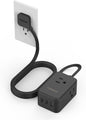Flat Black Extension Cord, TESSAN Ultra Thin Power Strip with 3 USB Wall Charger (1 USB C), 3 Outlets Small Charging Station, 5 ft Slim Plug for Cruise Travel Office School Dorm Room Essentials