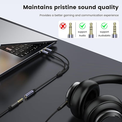 MOSWAG Headphone Splitter for Computer, 3.5mm Female to Dual 3.5mm Male Cable for PC Gaming, Headphone Mic Splitter for PC 24K Gold-Plated with Noise Cancellation for Laptop/Speakers/Mic【11inch/28cm】