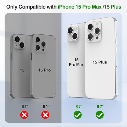 GIN FOXI Fast Charging Battery Case for iPhone 15 Pro Max/15 Plus, 8000mAh 15W Ultra Slim Charger Case Rechargeable Portable Extended Power Bank Case Cover Battery Pack Built-in Cable, Grey(6.7”)