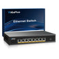 10 Port 2.5Gb Unmanaged Ethernet Switch with 8* 2.5G Base-T Ports, 2* 10G SFP+ Ports. GiGaPlus 2.5Gbps Network Switch for 2.5Gbps NAS/PC, WiFi6 Router, Wireless AP. Fanless Design, Plug and Play