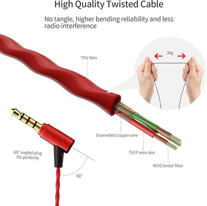 SoundMAGIC E80C Wired Earbuds with Microphone HiFi Stereo Audiophile Earphones Noise Isolating in Ear Headphones Comfortable Fit Super Bass Black Red
