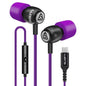 LUDOS Clamor Wired Earbuds in-Ear Headphones, 5 Years Warranty, Earphones with Microphone, Noise Isolating Ear Buds, Memory Foam for iPhone, Samsung, School Students, Kids, Women, Small Ears - Purple