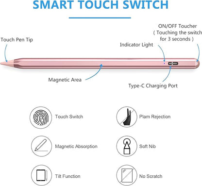 Stylus Pen for iPad 2018-2023 with Palm Rejection, Active Pencil for iPads 10th/9th/8th/7th/6th, for iPad Pro 11/12.9 inch, for iPad Air 5th/4th/3th Gen, for iPad mini 6th/5th Gen (Rose Gold)