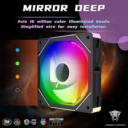 Jungle Leopard Interstellar V1 120mm Case Fan, Infinity Mirror Module Daisy-Chain 5V ARGB PWM PC Fan Triple Pack Suitable for Computer Case & CPU Cooling(Black-3 Pack)
