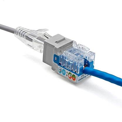 trueCABLE Cat5e Keystone Jack, Unshielded (UTP), 90 Degree Punch-Down, PoE++ (4PPoE) 100W, UL Listed, ETL Verified, ANSI/TIA Certified, Modular RJ45 Female, Gray, 24 Pack