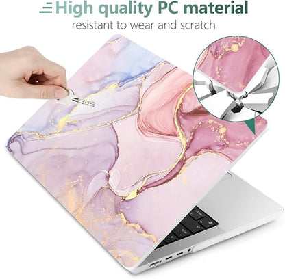 DONGKE for M4 MacBook Pro 16 Inch Case 2024 2023 2021 A3403 A3186 M3 A2991 M2 A2780 M1 A2485 Pro/Max Chip, Plastic Hard Shell Case & Keyboard Cover for Mac Pro 16 with Touch ID, Marble X256