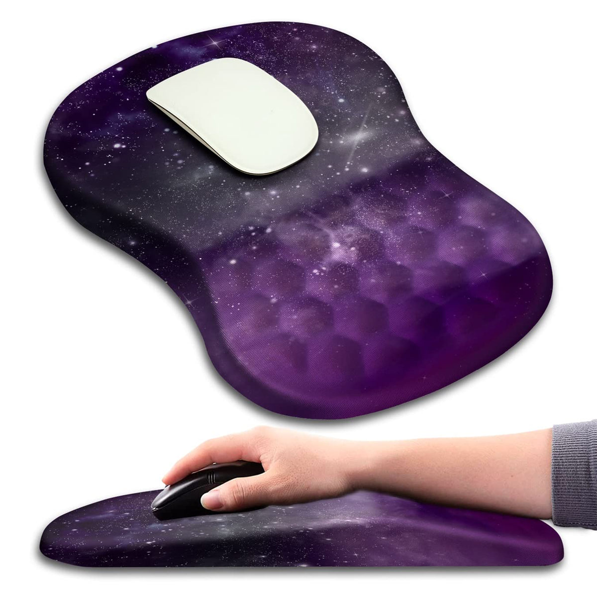 KUOSGM Mouse Pad Wrist Support, Ergonomic Mouse Pad with Massage Dot, Comfortable Computer Mouse Pad for Laptop, Wrist Rest Pain Relief Mousepad with Non-Slip PU Base for Office & Home, 12 x 8 in