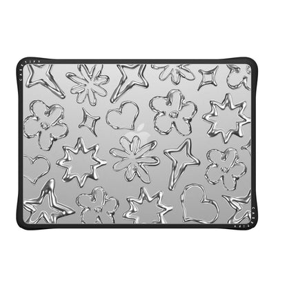 CASETiFY Impact MacBook Air 13.6" (M2-M5) Case [Cushioned Impact Corners/Scratch-Resistant/Anti-Slip Grip] - Chrome Doodles - Clear Black