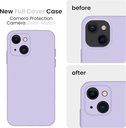 FireNova Designed for iPhone 13 Case, Silicone Upgraded [Camera Protection] Phone Case with [2 Screen Protectors], Soft Anti-Scratch Microfiber Lining Inside, 6.1 inch, Clove Purple