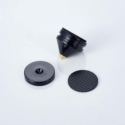 Speaker Spikes Floor Protectors 8pcs, Light Weight Shockproof Speaker Isolation Stand Feet for HiFi Amplifier, Subwoofer, DAC Recorder, Turntable, Cone Base Pad with Adhesive, Black