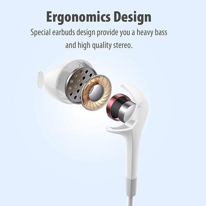 Earbuds Headphones 5 in One Pack, Wired Earbud with Heavy Bass Stereo Noise Blocking, Microphone, Compatible with iPhone, Android Phones, Laptops, Computers, iPad or Any Device with 3.5mm Interface