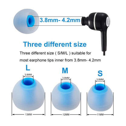 Earbud Tips Soft Silicone Earbuds Replacement Tips Fit for in-Ear Headphones(Inner Hole from 3.8mm - 4.2mm Earphones) 9 Pairs S/M/L