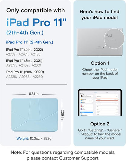 MOFT Dynamic Folio Case for iPad Pro 11-inch(2nd/3rd/4th Generation, 2020/2021/ 2022), Silm Magnetic Stand Case with 20+ Viewing Angles, Auto Wake/Sleep,Soothing Mist x Misty Cove