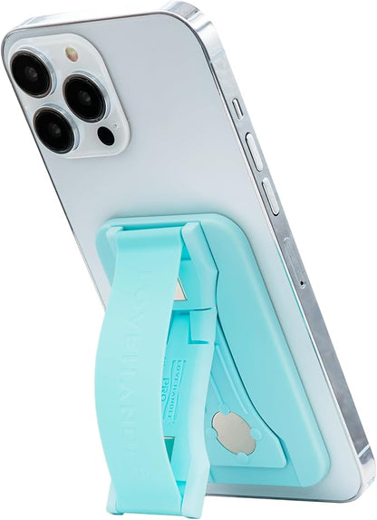 LoveHandle PRO MagSafe Compatible Magnetic Phone Grip w/Kickstand - Mount, Strap and Stand for Smartphone and Tablet - MagSafe Ring Included - Fits All Devices - Solid Limpet