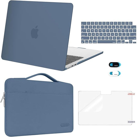 MOSISO Compatible with MacBook Air 13 inch Case M5 2026 M4 2025 M3 M2 2024-2022 A3449 A3240 A3113 A2681,Hard Shell&Sleeve Bag&Keyboard Skin&Webcam Cover&ScreenFilm for MacBook Air 13.6, Steel Blue