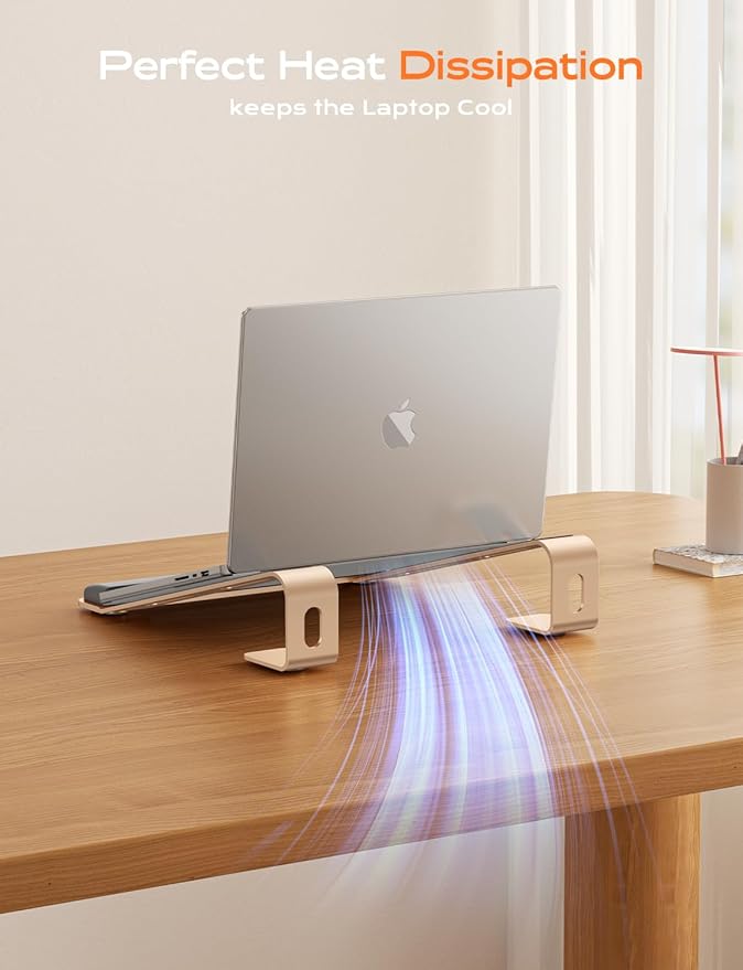 LOXP Laptop Stand for Desk, Laptop Stand with Wrist Support, Ergonomic Detachable Laptop Riser, Mount, Holder Notebook Computer Stand for MacBook Air Pro, HP, Dell, XPS, HP (10-17") Laptops - Gold