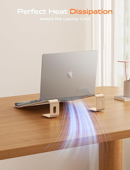 LOXP Laptop Stand for Desk, Laptop Stand with Wrist Support, Ergonomic Detachable Laptop Riser, Mount, Holder Notebook Computer Stand for MacBook Air Pro, HP, Dell, XPS, HP (10-17") Laptops - Gold