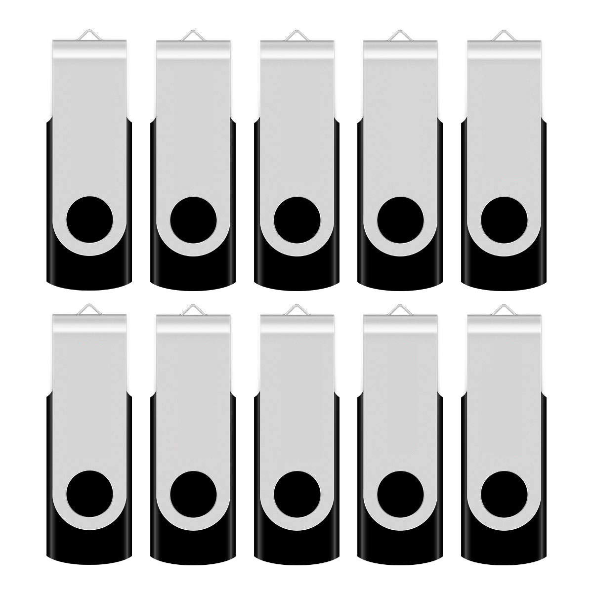 Aiibe 64GB Flash Drive 10 Pack 64GB USB Flash Drives Bulk USB Drive Thumb Drive 64 GB USB 2.0 Memory Sticks Pen Drives Jump Drive (Black)