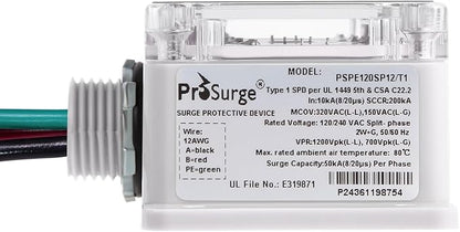 Whole House Surge Protection Device,Outdoor or Indoor,Single-Phase,3-Wire for 120/240V, 50KA(Surge Capacity per Phase),UL Listed