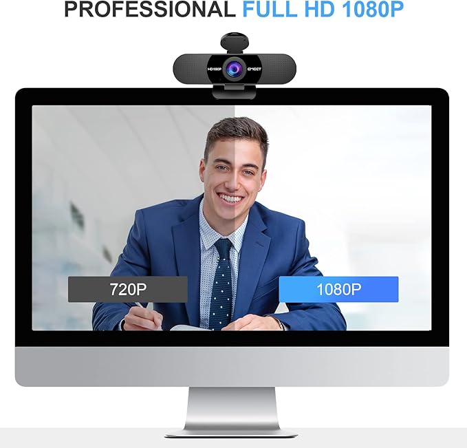 EMEET 1080P Webcam with Microphone, C960 Web Camera, 2 Mics Streaming Webcam, 90°FOV Computer Camera, Plug and Play USB Web Cam for Online Calling/Conferencing, Zoom/Teams/Facetime/YouTube, Laptop/PC