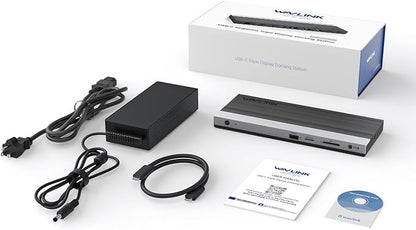 WAVLINK USB C Docking Station 4K Triple Display (2 HDMI + 1 Displayport) with 100W PC Charging, Gigabit Ethernet, 4 USB 3.0, SD/TF Card Slot, Audio, for Dell HP MacBook Lenovo and Other USB C Laptops