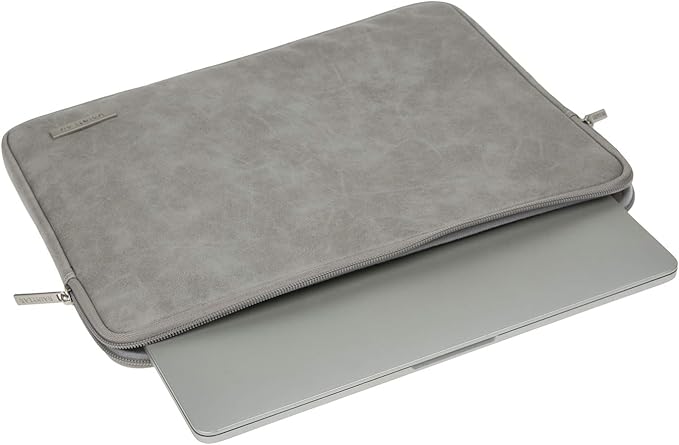 RAINYEAR 13 Inch Laptop Sleeve PU Suede Leather Case Protective Cover Water Resistant Carrying Bag Compatible with 13.3 Notebook Computer Chromebook,14" MacBook M1 M2 M3 M4,13.5 Surface Laptop(Gray)
