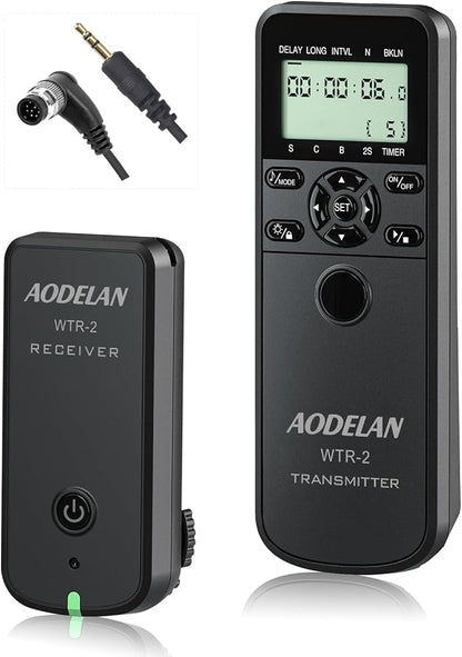Wireless Shutter Camera Remote Intervalometer Timer Compatible with Nikon D3, D4, D4s, D5, D6, D800, D850, D810, D700, D500, D300, D200, F6, F100, F5, F90, N90s, D1X, D2H; Replaces Nikon MC-30A
