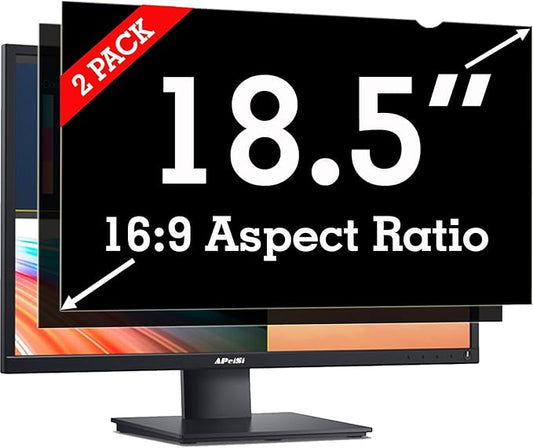 APeiSi [2 Pack] 18.5 Inch Privacy Screen Filter for Widescreen 16:9 Monitor | Privacy Shield | Anti-Glare | Anti-Blue light Protector | Eye Protection | Computer Security Private Filter