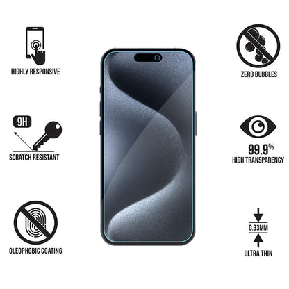 Focuses Anti Blue Light Screen Protector for iPhone 15pro & iPhone 15 [3 Pack] 9H+ Anti Blue Light Tempered Glass, Anti-Scratch, Case Friendly