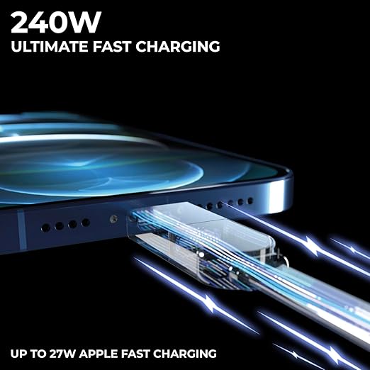 Rolling Square inCharge XS - 240W 4in1 Keyring Cable | Fast Charging & Data Transfer | Universal USB C/Lightning/USB Cable with Metal Housing | N52 Magnets | Eco-Friendly | Gray